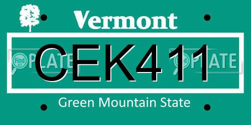 CEK411 Vermont License Plate