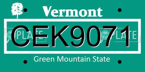 CEK9071 Vermont License Plate