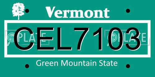 CEL7103 Vermont License Plate