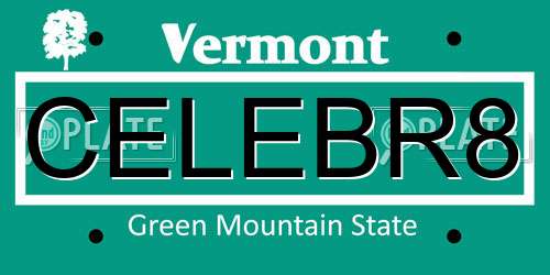 CELEBR8 Vermont License Plate