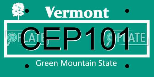 CEP101 Vermont License Plate