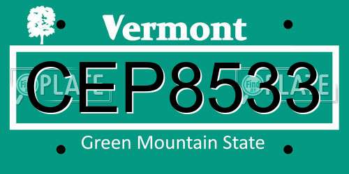CEP8533 Vermont License Plate