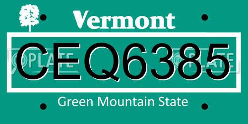 CEQ6385 Vermont License Plate