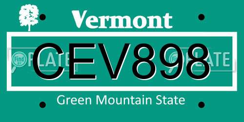 CEV898 Vermont License Plate