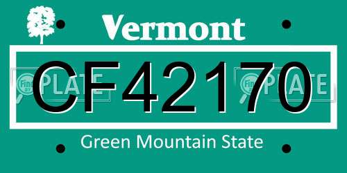 CF42170 Vermont License Plate