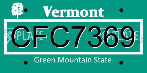 CFC7369 Vermont License Plate
