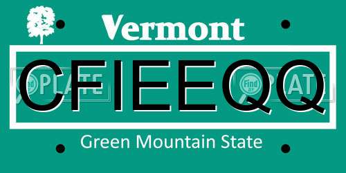 CFIEEQQ Vermont License Plate