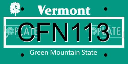 CFN113 Vermont License Plate
