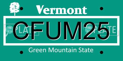 CFUM25 Vermont License Plate