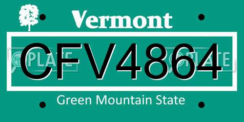 CFV4864 Vermont License Plate