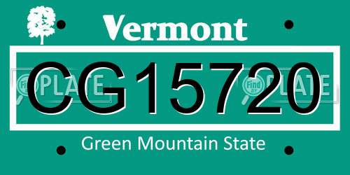 CG15720 Vermont License Plate