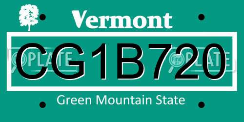 CG1B720 Vermont License Plate