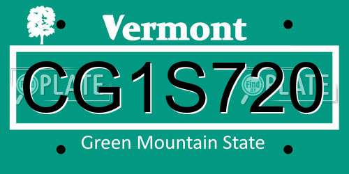 CG1S720 Vermont License Plate