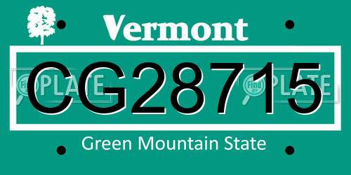 CG28715 Vermont License Plate