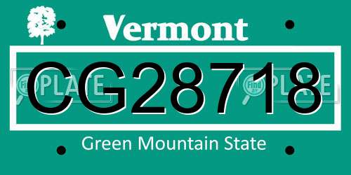 CG28718 Vermont License Plate