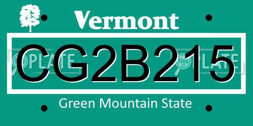 CG2B215 Vermont License Plate