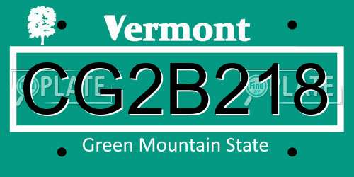 CG2B218 Vermont License Plate