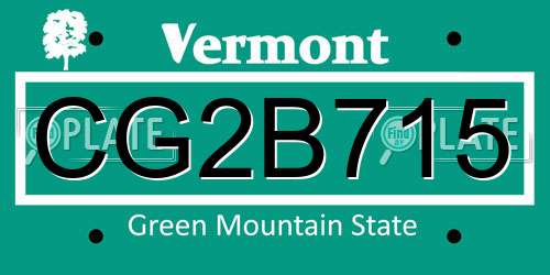CG2B715 Vermont License Plate