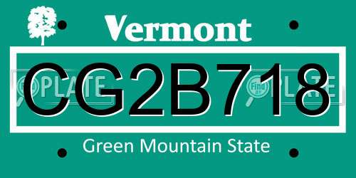 CG2B718 Vermont License Plate
