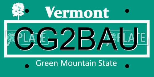 CG2BAU Vermont License Plate