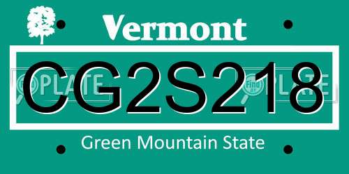 CG2S218 Vermont License Plate