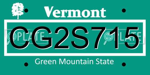 CG2S715 Vermont License Plate