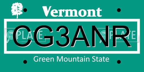 CG3ANR Vermont License Plate
