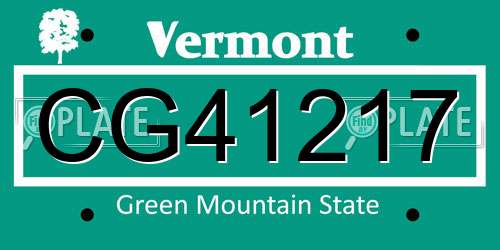 CG41217 Vermont License Plate