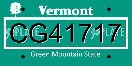 CG41717 Vermont License Plate