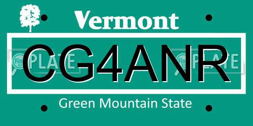 CG4ANR Vermont License Plate