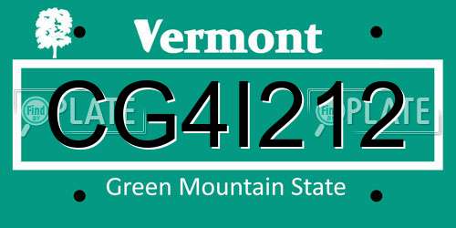 CG4I212 Vermont License Plate