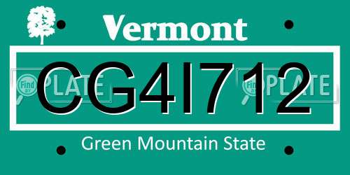 CG4I712 Vermont License Plate