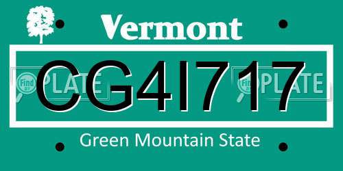 CG4I717 Vermont License Plate