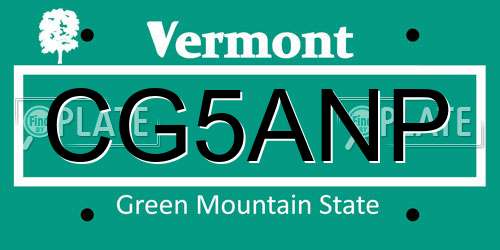 CG5ANP Vermont License Plate