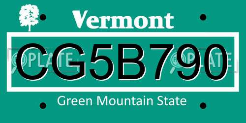 CG5B790 Vermont License Plate