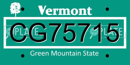 CG75715 Vermont License Plate