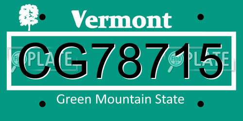 CG78715 Vermont License Plate
