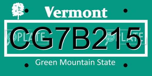 CG7B215 Vermont License Plate