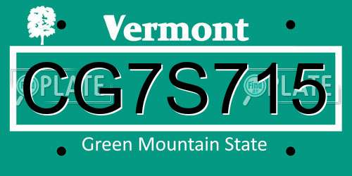 CG7S715 Vermont License Plate