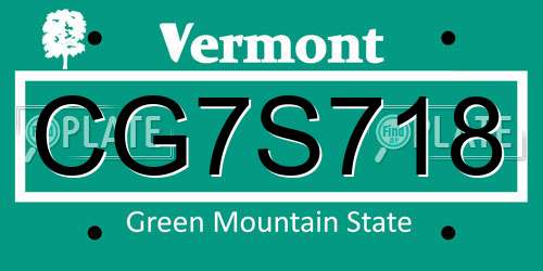CG7S718 Vermont License Plate