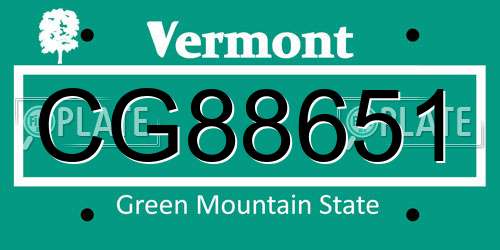 CG88651 Vermont License Plate