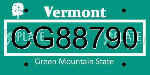 CG88790 Vermont License Plate
