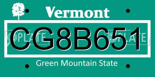CG8B651 Vermont License Plate