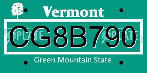 CG8B790 Vermont License Plate
