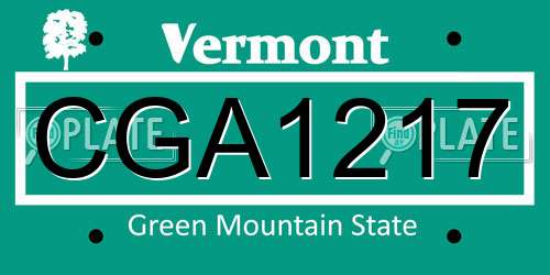 CGA1217 Vermont License Plate