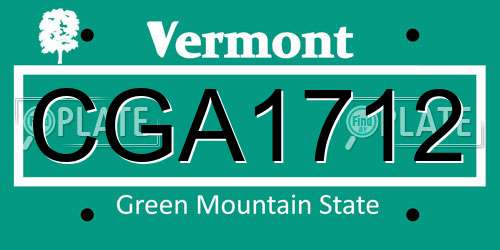 CGA1712 Vermont License Plate