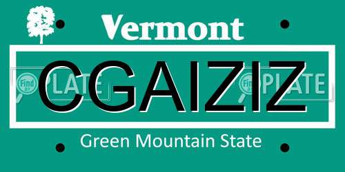 CGAIZIZ Vermont License Plate