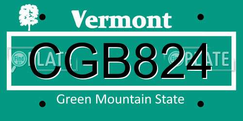 CGB824 Vermont License Plate