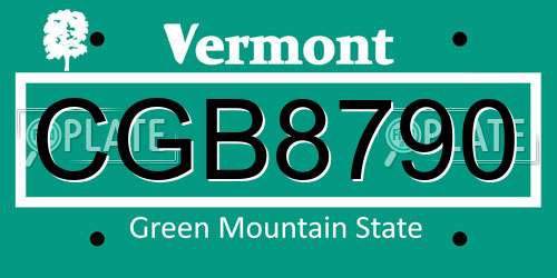 CGB8790 Vermont License Plate