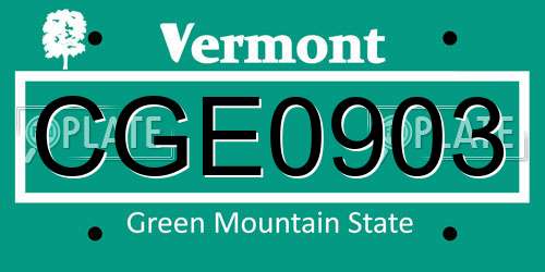 CGE0903 Vermont License Plate